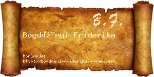Bogdányi Friderika névjegykártya